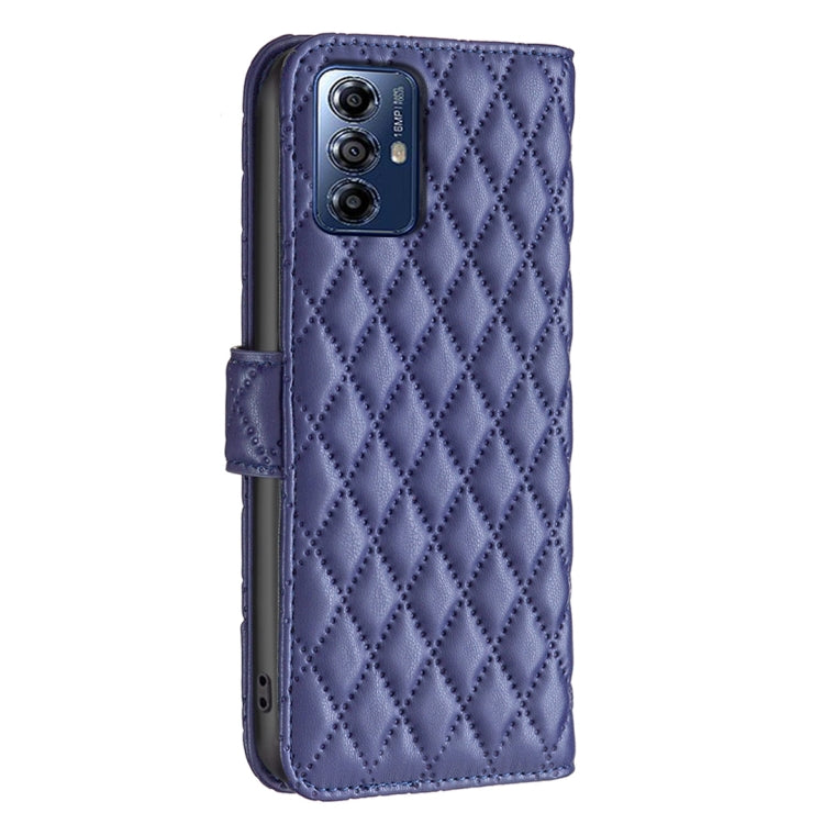 For Motorola Moto G Play 2024 Diamond Lattice Wallet Flip Leather Phone Case(Blue) by buy2fix