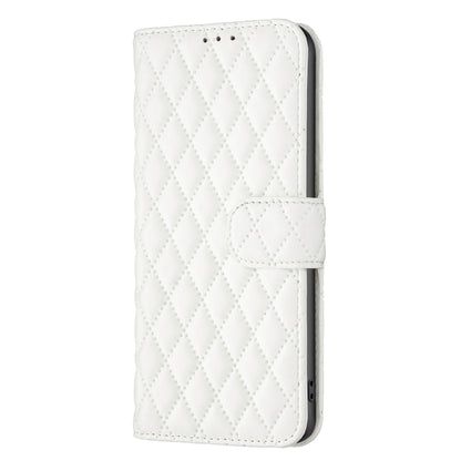 For Motorola Moto G Play 2024 Diamond Lattice Wallet Flip Leather Phone Case(White) by buy2fix