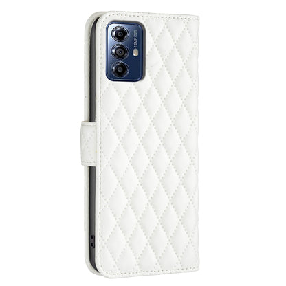For Motorola Moto G Play 2024 Diamond Lattice Wallet Flip Leather Phone Case(White) by buy2fix