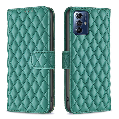 For Motorola Moto G Play 2024 Diamond Lattice Wallet Flip Leather Phone Case(Green) by buy2fix
