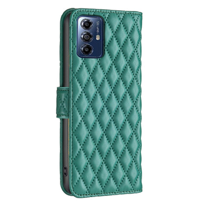 For Motorola Moto G Play 2024 Diamond Lattice Wallet Flip Leather Phone Case(Green) by buy2fix