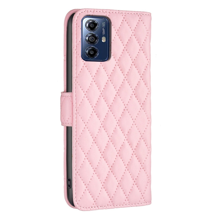 For Motorola Moto G Play 2024 Diamond Lattice Wallet Flip Leather Phone Case(Pink) by buy2fix