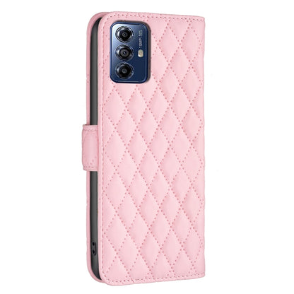 For Motorola Moto G Play 2024 Diamond Lattice Wallet Flip Leather Phone Case(Pink) by buy2fix