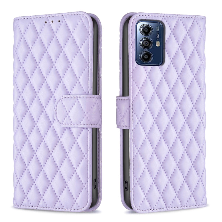 For Motorola Moto G Play 2024 Diamond Lattice Wallet Flip Leather Phone Case(Purple) by buy2fix