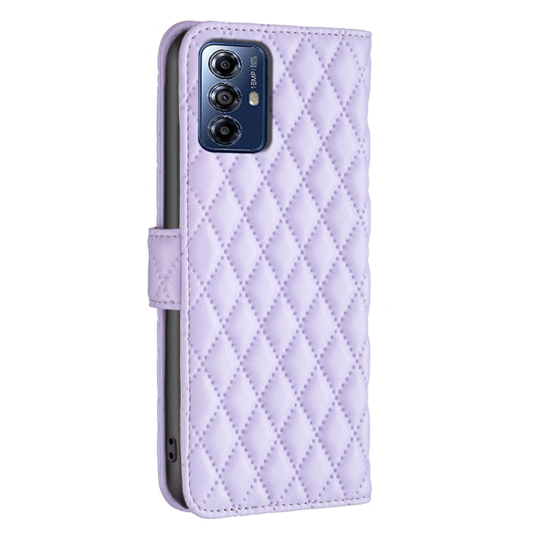 For Motorola Moto G Play 2024 Diamond Lattice Wallet Flip Leather Phone Case(Purple) by buy2fix
