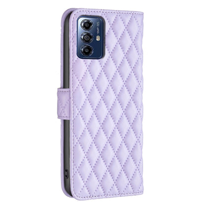 For Motorola Moto G Play 2024 Diamond Lattice Wallet Flip Leather Phone Case(Purple) by buy2fix