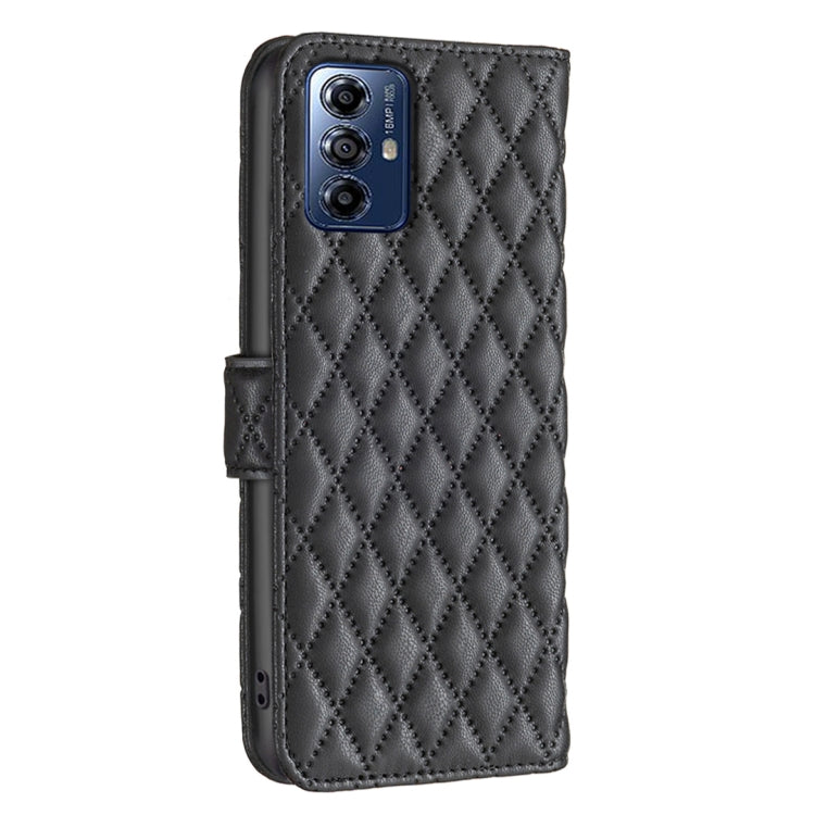 For Motorola Moto G Play 2024 Diamond Lattice Wallet Flip Leather Phone Case(Black) by buy2fix