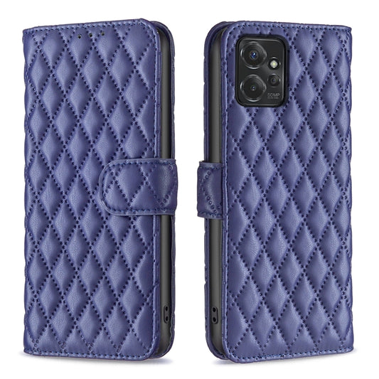 For Motorola Moto G Power 5G 2024 Diamond Lattice Wallet Flip Leather Phone Case(Blue) by buy2fix