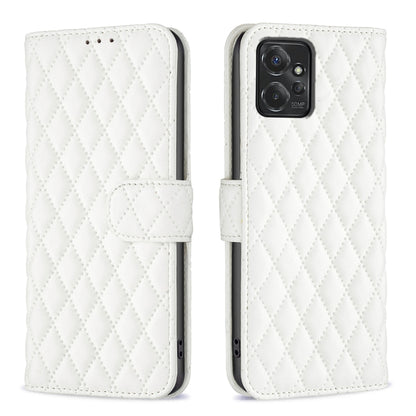 For Motorola Moto G Power 5G 2024 Diamond Lattice Wallet Flip Leather Phone Case(White) by buy2fix