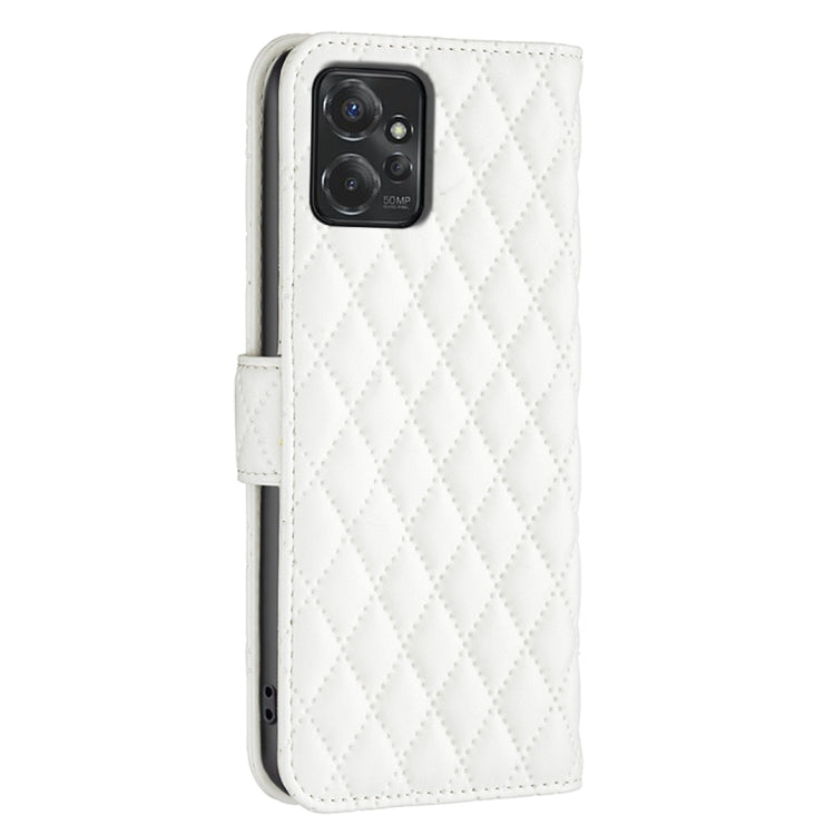For Motorola Moto G Power 5G 2024 Diamond Lattice Wallet Flip Leather Phone Case(White) by buy2fix