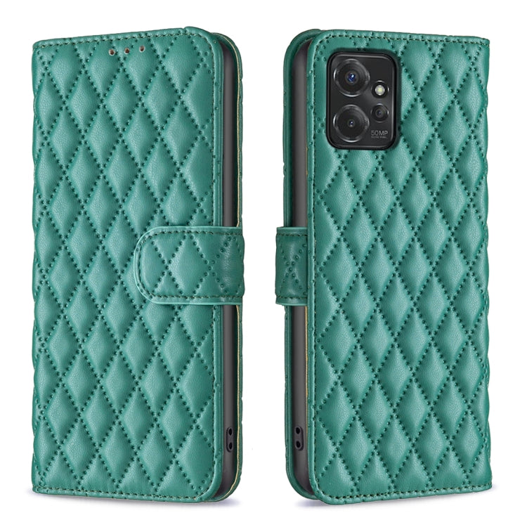 For Motorola Moto G Power 5G 2024 Diamond Lattice Wallet Flip Leather Phone Case(Green) by buy2fix