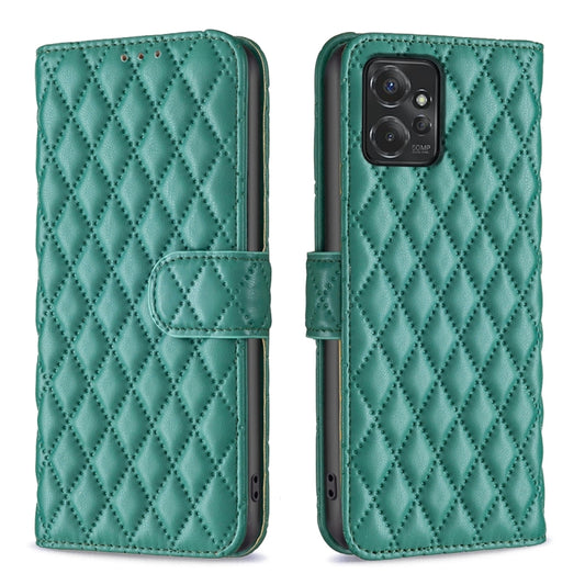 For Motorola Moto G Power 5G 2024 Diamond Lattice Wallet Flip Leather Phone Case(Green) by buy2fix