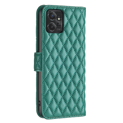 For Motorola Moto G Power 5G 2024 Diamond Lattice Wallet Flip Leather Phone Case(Green) by buy2fix