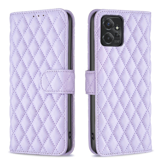 For Motorola Moto G Power 5G 2024 Diamond Lattice Wallet Flip Leather Phone Case(Purple) by buy2fix
