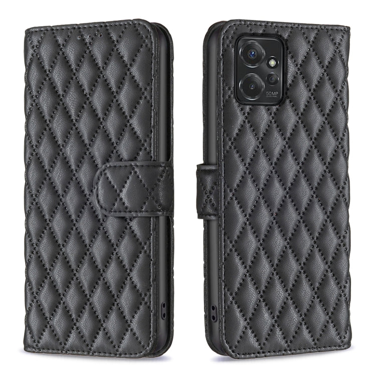For Motorola Moto G Power 5G 2024 Diamond Lattice Wallet Flip Leather Phone Case(Black) by buy2fix