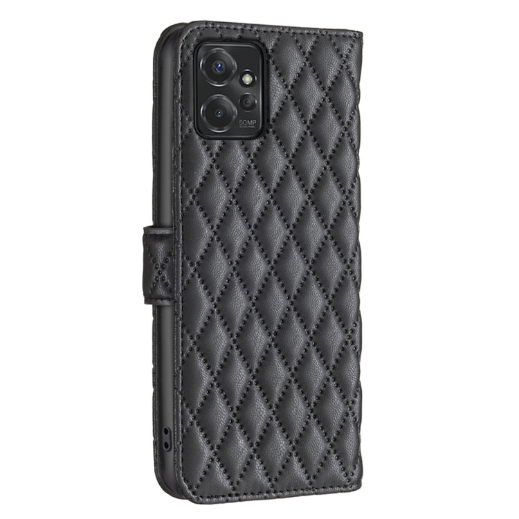 For Motorola Moto G Power 5G 2024 Diamond Lattice Wallet Flip Leather Phone Case(Black) by buy2fix