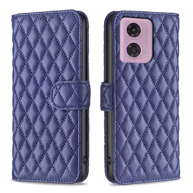 For Motorola Moto G34 5G / G45 5G Diamond Lattice Wallet Flip Leather Phone Case(Blue) by buy2fix