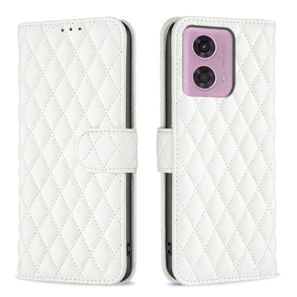 For Motorola Moto G34 5G / G45 5G Diamond Lattice Wallet Flip Leather Phone Case(White) by buy2fix