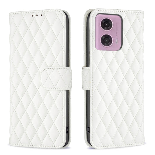 For Motorola Moto G34 5G / G45 5G Diamond Lattice Wallet Flip Leather Phone Case(White) by buy2fix