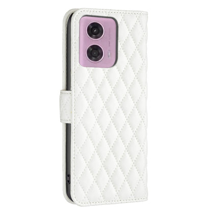 For Motorola Moto G34 5G / G45 5G Diamond Lattice Wallet Flip Leather Phone Case(White) by buy2fix