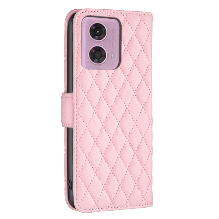 For Motorola Moto G34 5G / G45 5G Diamond Lattice Wallet Flip Leather Phone Case(Pink) by buy2fix