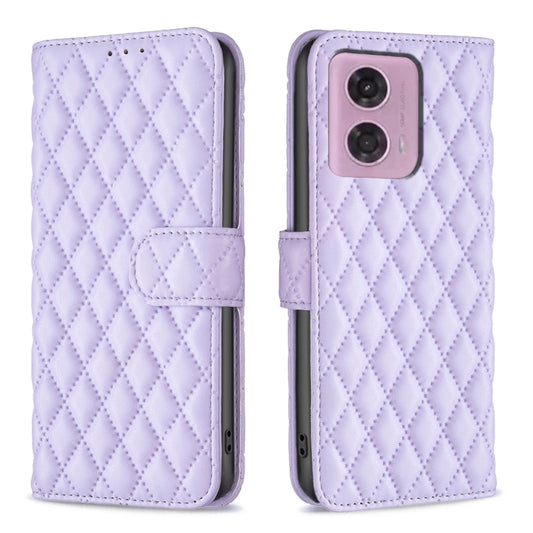 For Motorola Moto G34 5G / G45 5G Diamond Lattice Wallet Flip Leather Phone Case(Purple) by buy2fix