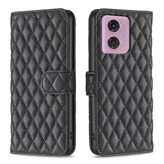 For Motorola Moto G34 5G / G45 5G Diamond Lattice Wallet Flip Leather Phone Case(Black) by buy2fix