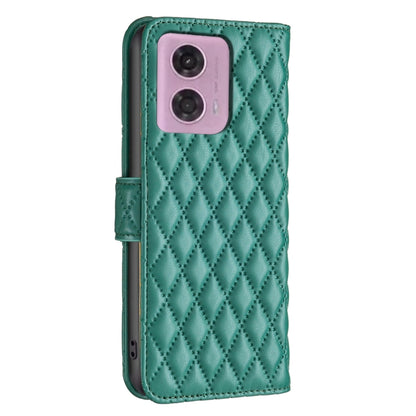 For Motorola Moto G24 / E14 / G04 Diamond Lattice Wallet Flip Leather Phone Case(Green) by buy2fix
