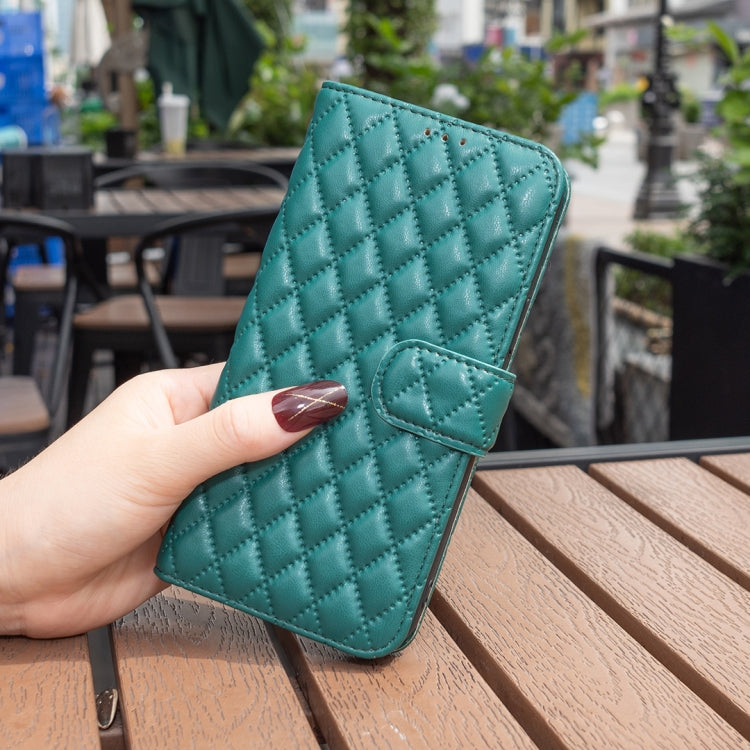 For Motorola Moto G24 / E14 / G04 Diamond Lattice Wallet Flip Leather Phone Case(Green) by buy2fix