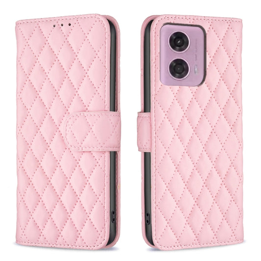 For Motorola Moto G24 / E14 / G04 Diamond Lattice Wallet Flip Leather Phone Case(Pink) by buy2fix