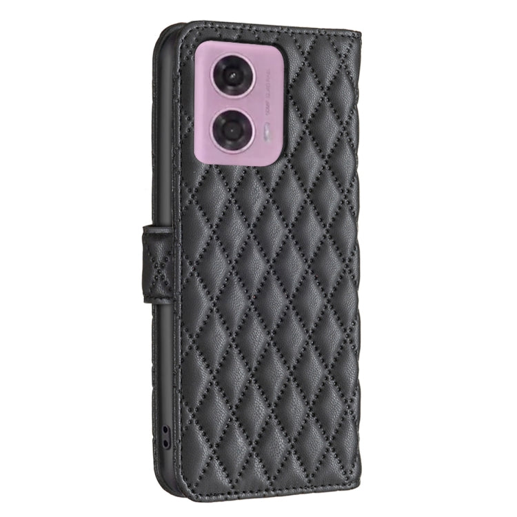 For Motorola Moto G24 / E14 / G04 Diamond Lattice Wallet Flip Leather Phone Case(Black) by buy2fix