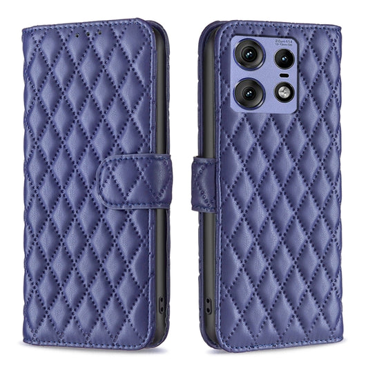 For Motorola Edge 50 Pro 5G Diamond Lattice Wallet Flip Leather Phone Case(Blue) by buy2fix