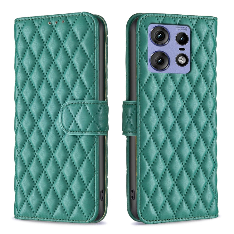 For Motorola Edge 50 Pro 5G Diamond Lattice Wallet Flip Leather Phone Case(Green) by buy2fix