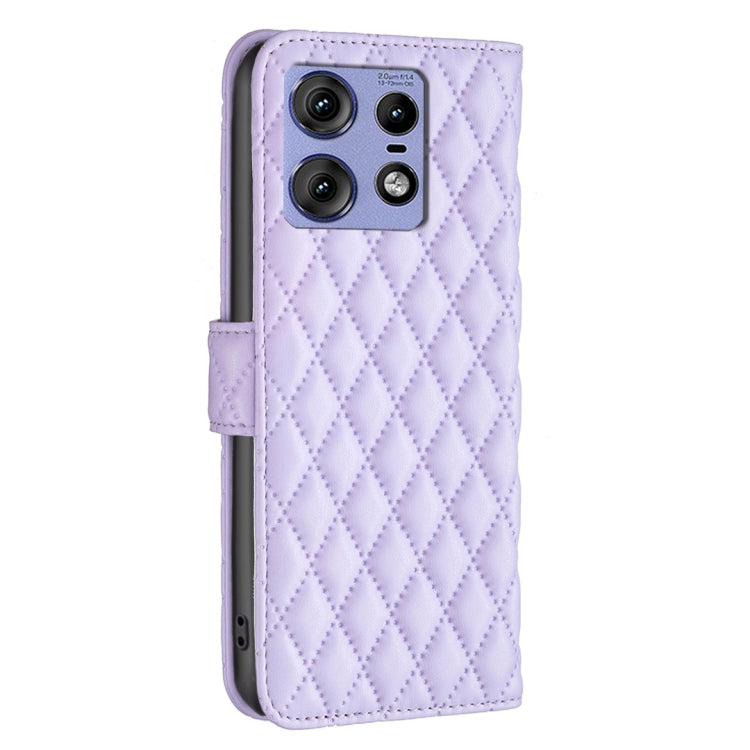 For Motorola Edge 50 Pro 5G Diamond Lattice Wallet Flip Leather Phone Case(Purple) by buy2fix