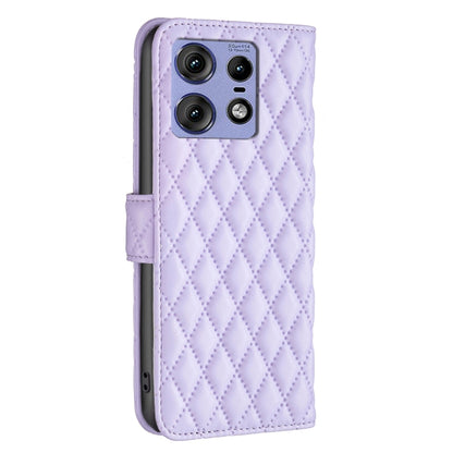 For Motorola Edge 50 Pro 5G Diamond Lattice Wallet Flip Leather Phone Case(Purple) by buy2fix