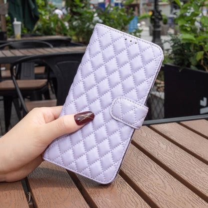 For Motorola Edge 50 Pro 5G Diamond Lattice Wallet Flip Leather Phone Case(Purple) by buy2fix