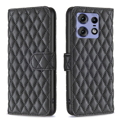 For Motorola Edge 50 Pro 5G Diamond Lattice Wallet Flip Leather Phone Case(Black) by buy2fix