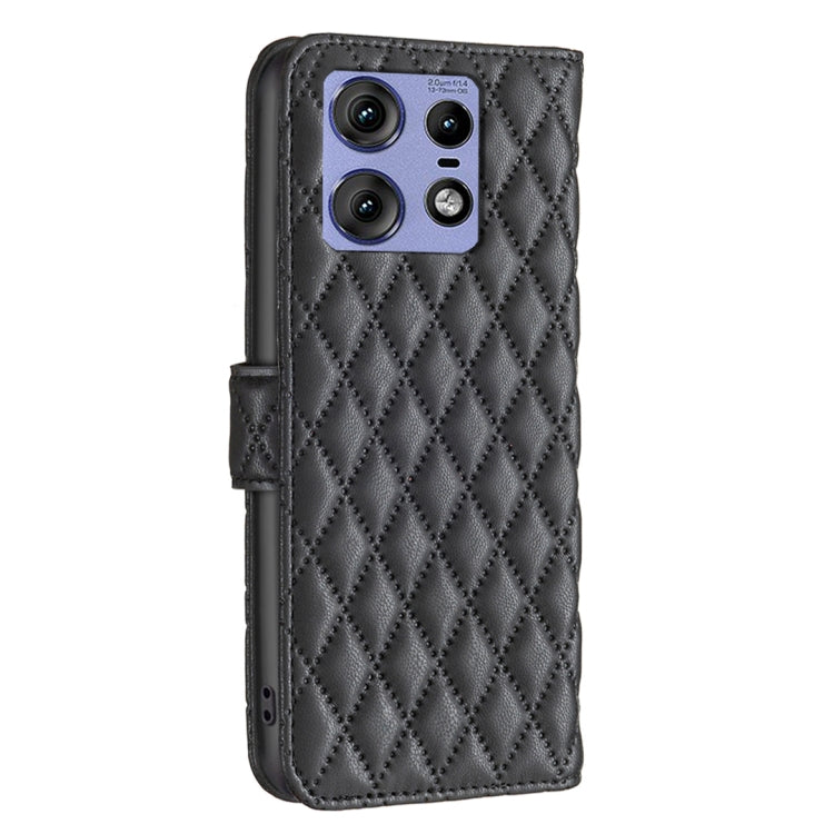 For Motorola Edge 50 Pro 5G Diamond Lattice Wallet Flip Leather Phone Case(Black) by buy2fix
