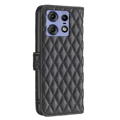 For Motorola Edge 50 Pro 5G Diamond Lattice Wallet Flip Leather Phone Case(Black) by buy2fix