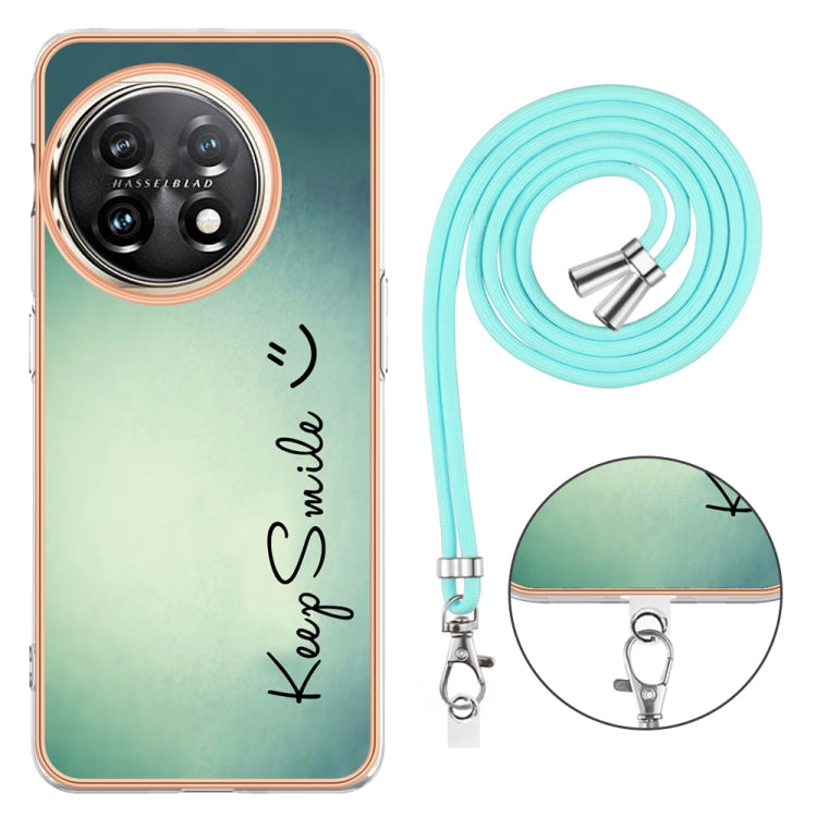 For OnePlus 11 Electroplating Dual-side IMD Phone Case with Lanyard(Smile) - OnePlus Cases by buy2fix | Online Shopping UK | buy2fix