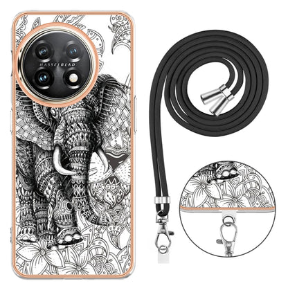 For OnePlus 11 Electroplating Dual-side IMD Phone Case with Lanyard(Totem Elephant) - OnePlus Cases by buy2fix | Online Shopping UK | buy2fix