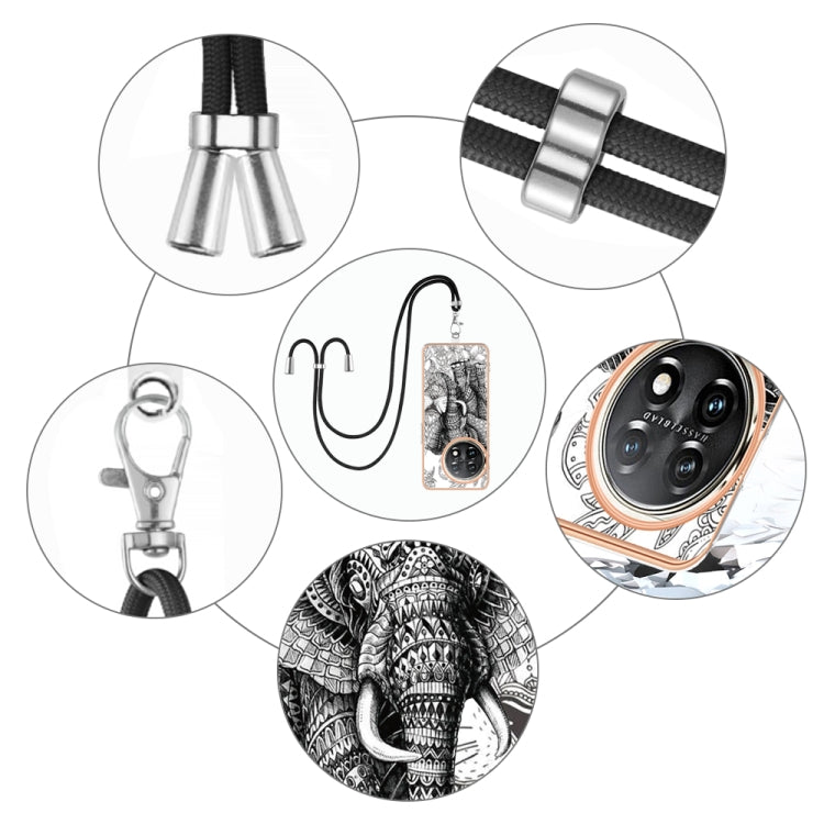 For OnePlus 11 Electroplating Dual-side IMD Phone Case with Lanyard(Totem Elephant) - OnePlus Cases by buy2fix | Online Shopping UK | buy2fix