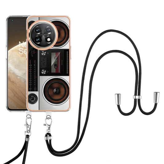 For OnePlus 11 Electroplating Dual-side IMD Phone Case with Lanyard(Retro Radio) - OnePlus Cases by buy2fix | Online Shopping UK | buy2fix