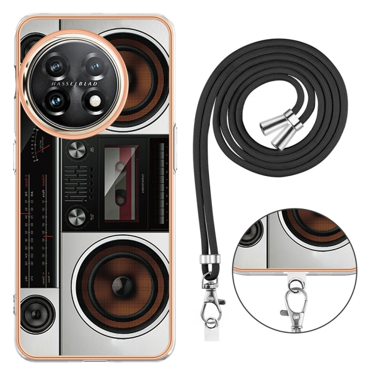 For OnePlus 11 Electroplating Dual-side IMD Phone Case with Lanyard(Retro Radio) - OnePlus Cases by buy2fix | Online Shopping UK | buy2fix
