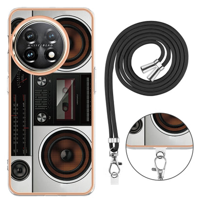 For OnePlus 11 Electroplating Dual-side IMD Phone Case with Lanyard(Retro Radio) - OnePlus Cases by buy2fix | Online Shopping UK | buy2fix