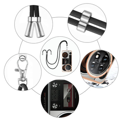 For OnePlus 11 Electroplating Dual-side IMD Phone Case with Lanyard(Retro Radio) - OnePlus Cases by buy2fix | Online Shopping UK | buy2fix