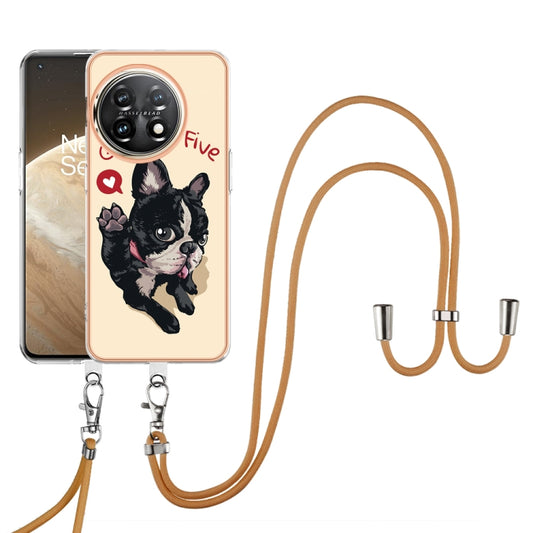 For OnePlus 11 Electroplating Dual-side IMD Phone Case with Lanyard(Lucky Dog) - OnePlus Cases by buy2fix | Online Shopping UK | buy2fix