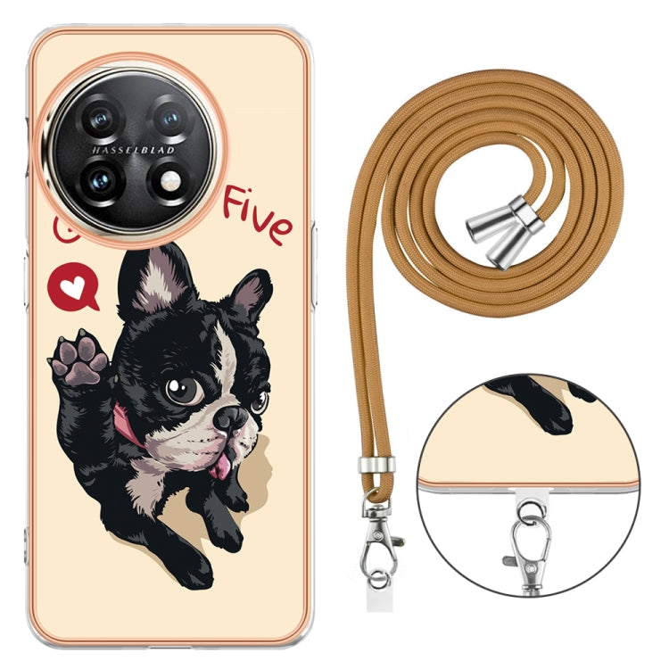 For OnePlus 11 Electroplating Dual-side IMD Phone Case with Lanyard(Lucky Dog) - OnePlus Cases by buy2fix | Online Shopping UK | buy2fix
