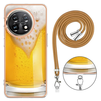 For OnePlus 11 Electroplating Dual-side IMD Phone Case with Lanyard(Draft Beer) - OnePlus Cases by buy2fix | Online Shopping UK | buy2fix