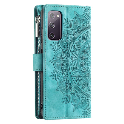 For Samsung Galaxy S20 FE 4G / 5G Multi-Card Totem Zipper Leather Phone Case(Green) by buy2fix